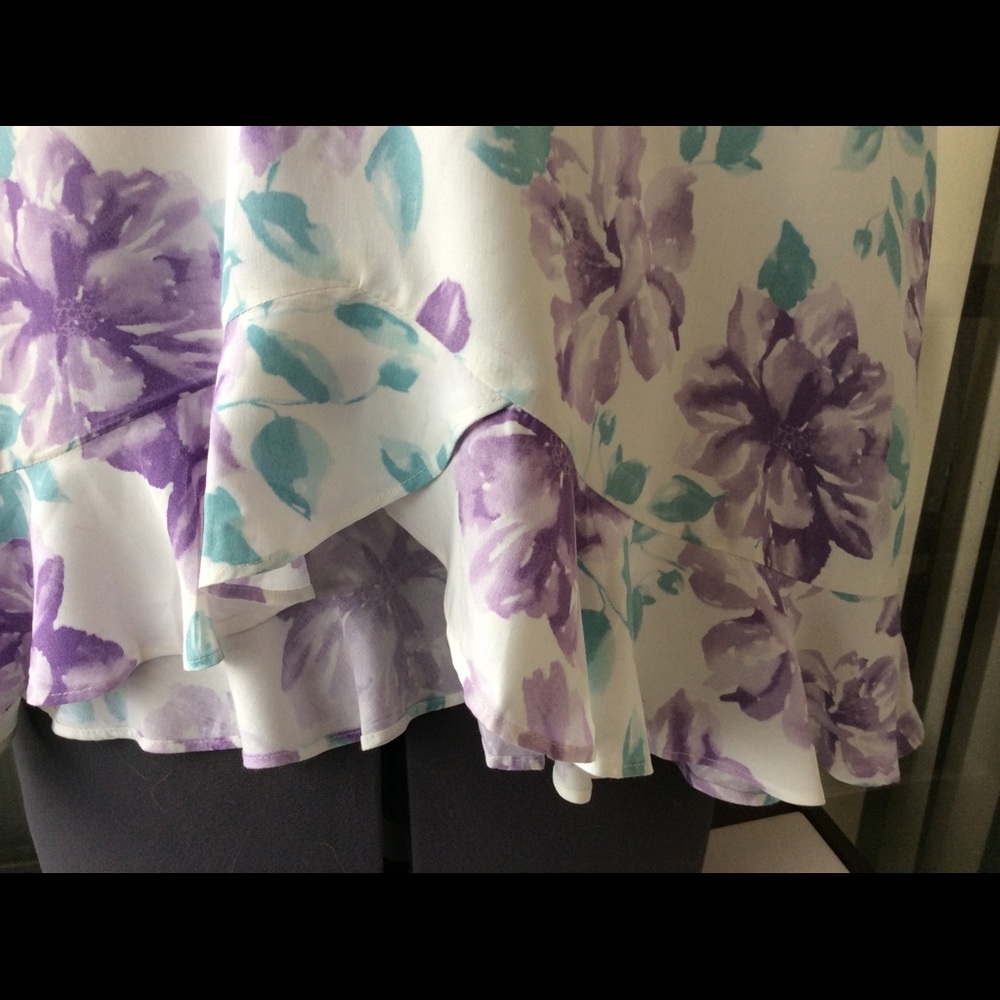 Emma James White Midi Skirt with Lavender Floral Print - Picture 3 of 4
